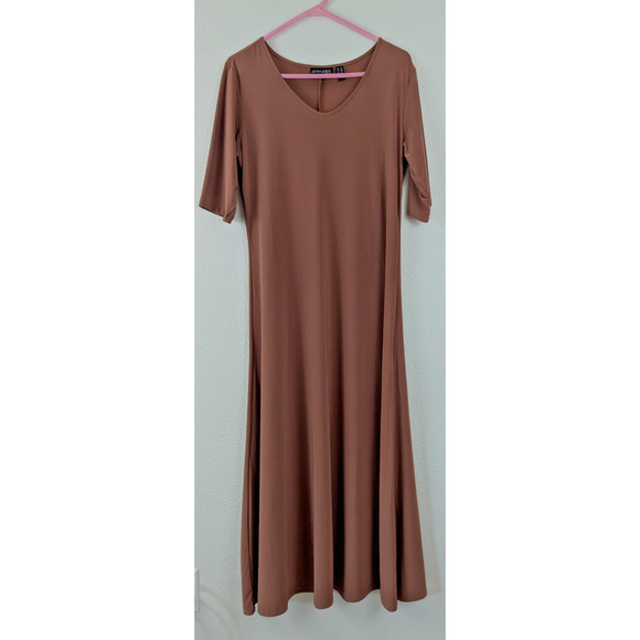 Attitudes by Renee sz MP Slinky Maxi Dress brown stretchy long women 1575 - Picture 1 of 6